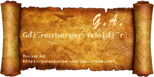 Günszberger Adolár névjegykártya